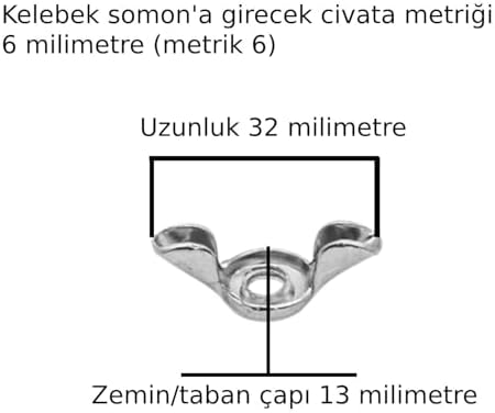 Kelebek Somun Çok Amaçlı Somon Civata Somunu Sac Somun 6 Adet Metrik 6