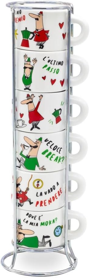 - 6&apos;lı İstiflenebilir Cappuccino Fincan Seti - Renkli -