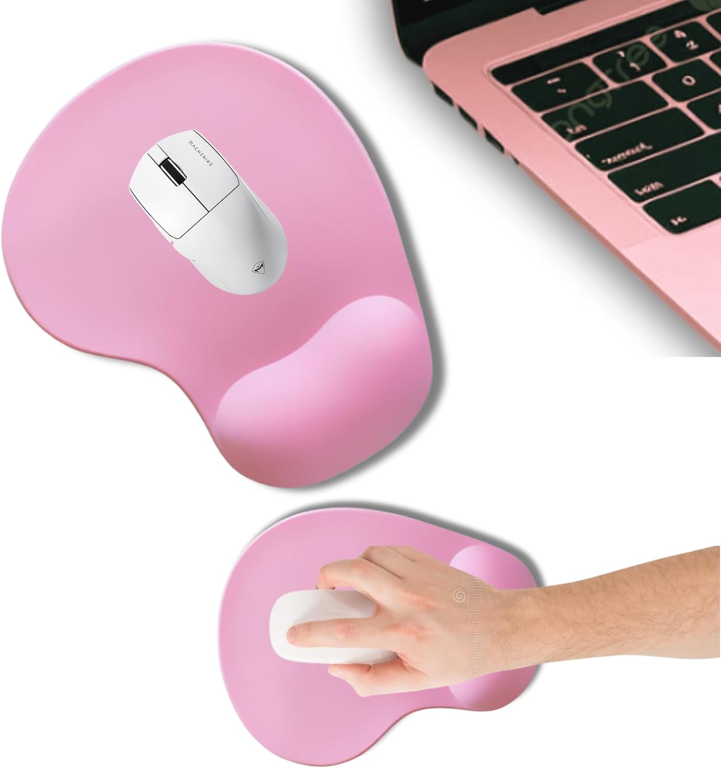 - Bilek Destekli Mouse Pad | Konforlu, Kaymaz Taban, Ergonomik, Yumuşak, Ev,ofis (Pembe)