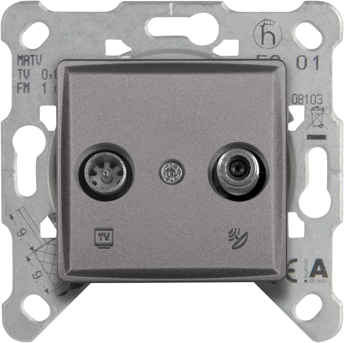 Linnera Life Granit Grisi TV SAT Geçişli 11dB Mekanizma ve Kapak