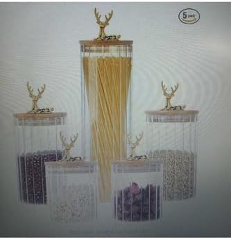 (9X15 Cm) 1 Adet Geyikli Cam Saklama Kavanozu Geyik Başı Gümüş Renk Hava Geçirmez Y-401,Şeffaf