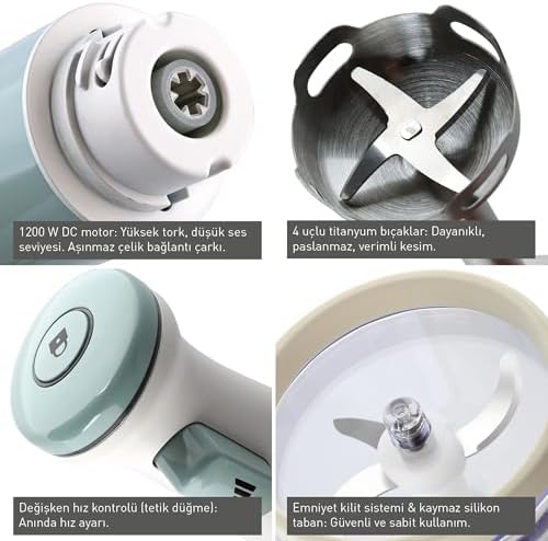 Gem Retro 1200 W El Seti – 800 ml Hazne, 5 Parça Aksesuar, Metal Konektör | Vanilya Krem