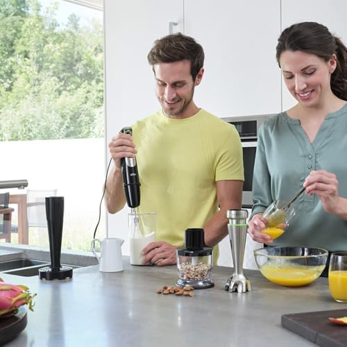 MultiQuick 9 MQ 9147X el mikseri – PowerDrive ve SplashControl ile, püre yapma çubuğu, sebze ezici, mikser, parçalayıcı ve çırpma teli, 1200 Watt, siyah/paslanmaz çelik