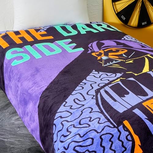 Cosmic Çizgi Film Karakteri Pamuk-Polyester Karışım Battaniye, Siyah, Mor, Turkuaz, Tek Kişilik