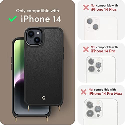 Charm Mag Cep Telefonu Zinciri [ 14 Kılıfı ile Uyumlu], Manyetik Kılıf, Gövdede ve Bilekte İki Parçalı Zincir - Siyah