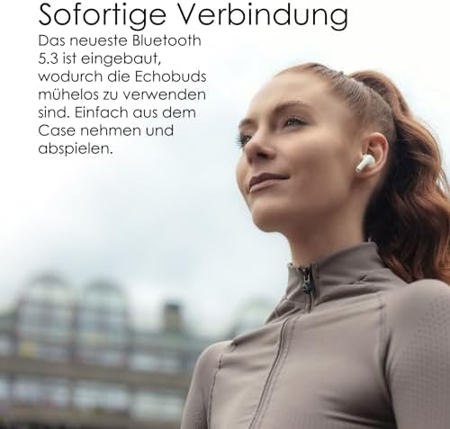 Boompods Echobuds Mikrofonlu Gerçek Kablosuz Kulaklık, Geri Dönüştürülmüş Plastikten Bluetooth Kulaklıklar, Mikrofonlu Kulak İçi Kulaklık Tomurcukları, IPX4 Dereceli TWS Kulaklık, 19 Saat Çalma