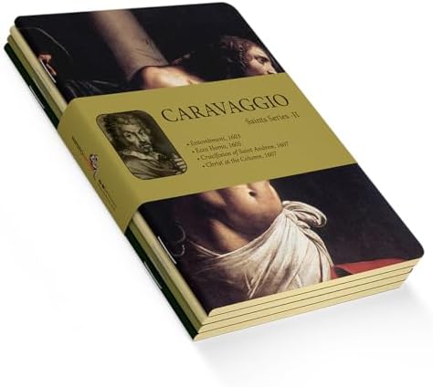 Retronote Saint Series II - A5, Caravaggio 4'lü Defter Seti IV, Çizgisiz, Toplam 256 Sayfa, Her biri 64 Sayfa, Tel Dikiş, Esnek Kapak, Oval Kenar, Tuval Doku, 60 gram, Sarı Krem Renk - Görsel 2