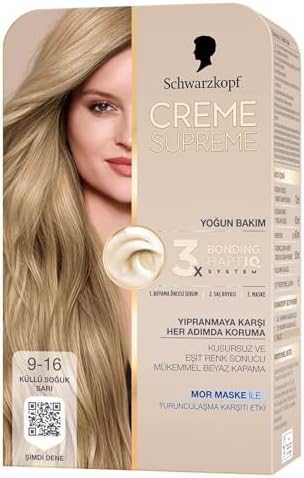 Schwarzkopf Creme Supreme Saç Boyası 9-16 Küllü Soğuk Sarı