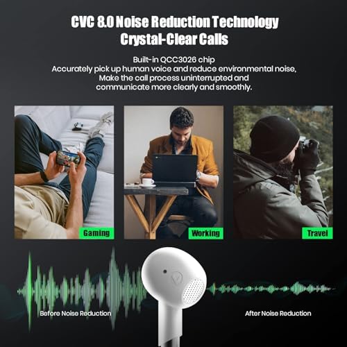 G Kablosuz Kulaklıklar P5, Bluetooth Kulak İçi Kulaklıklar Sesli 40H Çalma, 4 RGB Işık, Net Çağrı için ENC, Bluetooth 5.2, IPX4, Çok Noktalı Bağlantı (Savunma Kristali)