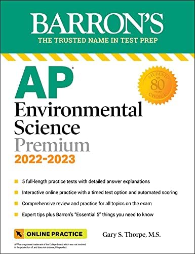 AP Environmental Science: Premium with 5 Practice Tests (Barron's Test Prep) (Kapak Değişebilir)